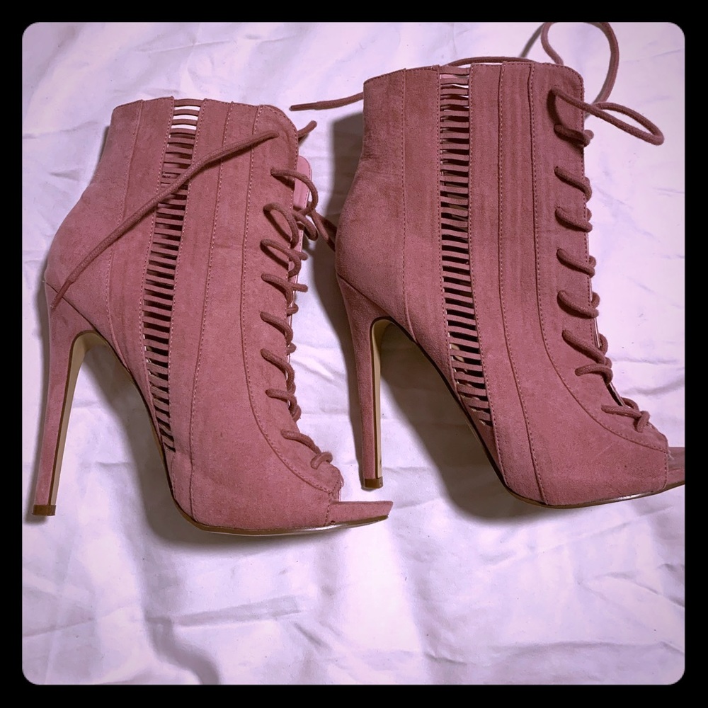 Pink heeled booties